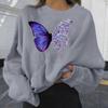 Mode Damen Casual Langarm Schmetterling Print Damen Sweatshirts Tops