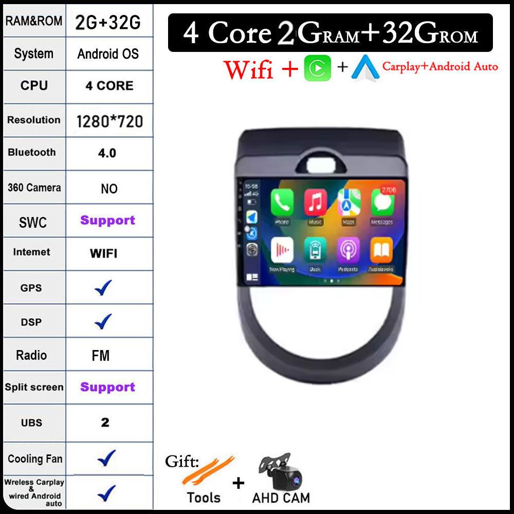 For Kia Soul AM 2007 - 2011 DSP QLED IPS Android 14 Car Radio GPS Navigation Multimedia Video Player Carplay Android Auto