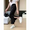 2026 Women's Chinese Style Wide-Leg Slit Pants - Summer, Loose, Slimming, Drape, Plus Size, Nine-Point Length