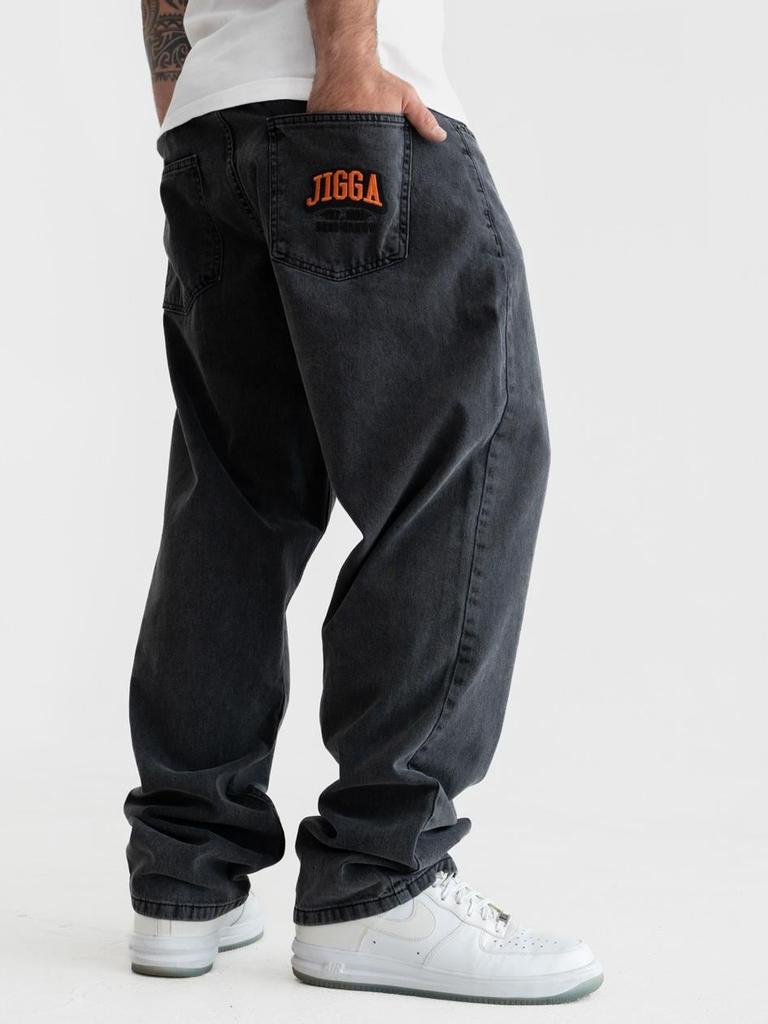 Jigga Wear New Outline XL Men's Super Baggy Jeans Black Washed