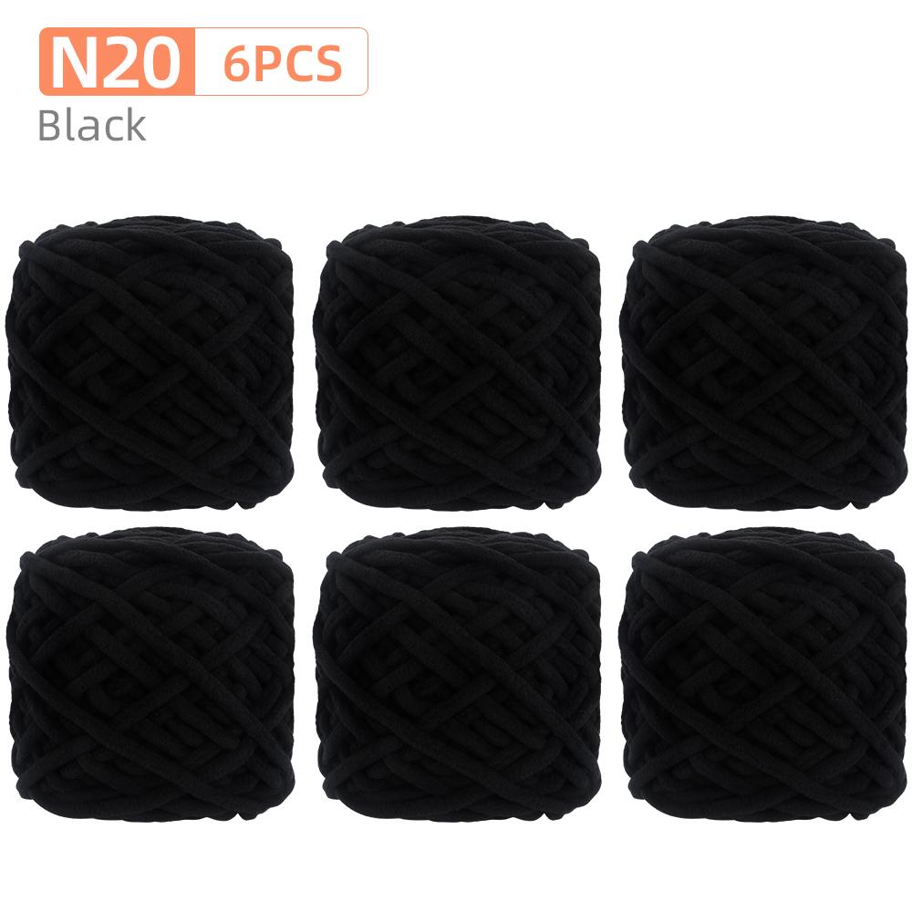 6Rolls DIY Soft Warm Snuggly Chenille Yarn, Velvet Iceland Puffy Yarn, Perfect for Knitting Crochet Sweater, Hat, Scarf, Blanket