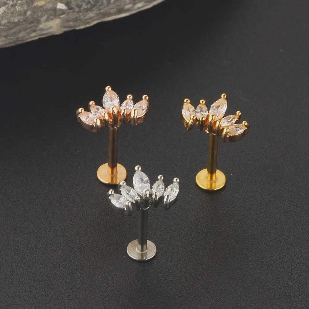 Zirkon Edelstahl Damen Ohr- und Lippenpiercing Stecker