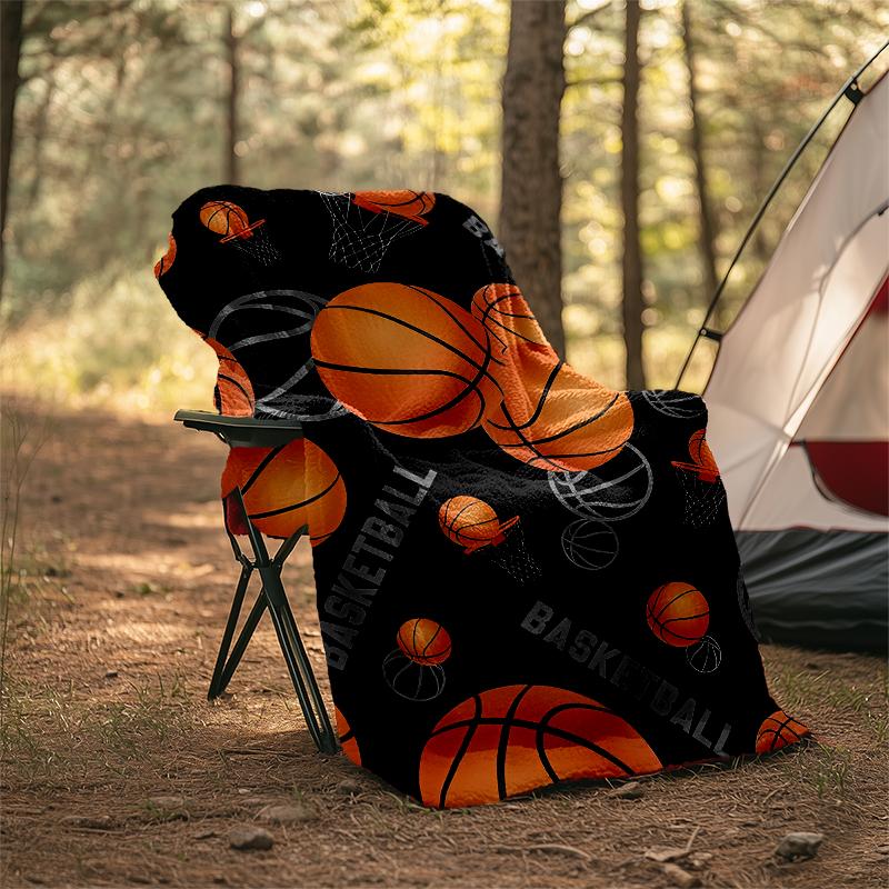 Basketball Theme Printed Blanket - Perfect for Couch, Bed, Travel & Outdoor Use | Machine Washable, Cozy & Durable.