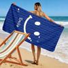 Smile Face with Blue Texture Beach Towel Quick-drying for Travel Outdoor Sports Jogging Beach and Swimming