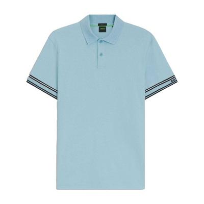 Mens Zone Stripe Cuffed Slim Polo Shirt