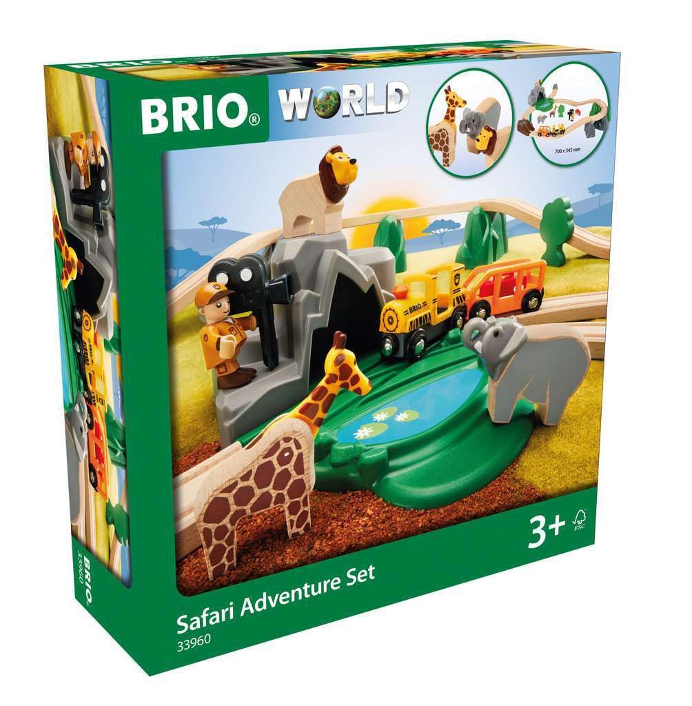 BRIO Safari Adventure Set [26 pieces] 33960, Ages 3+ [Toy, Wooden Toy, Wooden Rail, Rail Set, Gift (Birthday/Christmas)]