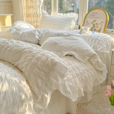 Koreaanse Prinsessenstijl Kant Ruches Beddengoedset Huidvriendelijk Zacht Seersucker Dekbedovertrekset Hoeslaken Of Bedrok Kussenslopen