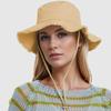Ladies' Denim Drawstring Torn Edge Bucket Hat, Sun Resistant Outdoor Hiking Hat, Adjustable, Fashionable Daily Travel Headwear