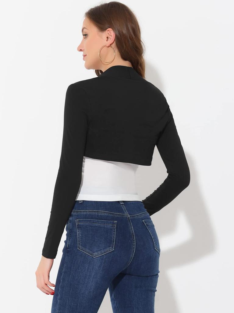 Allegra K Elegant Solid Long Sleeve Bolero Cardigan with Size M Women's Shrug, Black,