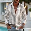 2026 New Style Men's Striped Long-Sleeved Shirt with Collar, Slim-Fitting Casual Shirt, Fashionable Cardigan Tops