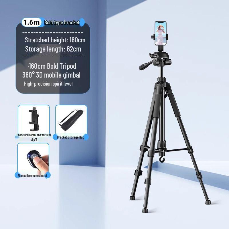 Professional Mobile Phone & DSLR Tripod with Pulley and Universal Ball Head for Live Streaming