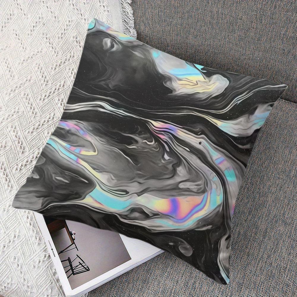 Black Fluid Square Jacquard Pillow Cover for Sofa Office Waist Cushion Cover Home Decorative Pillowcase