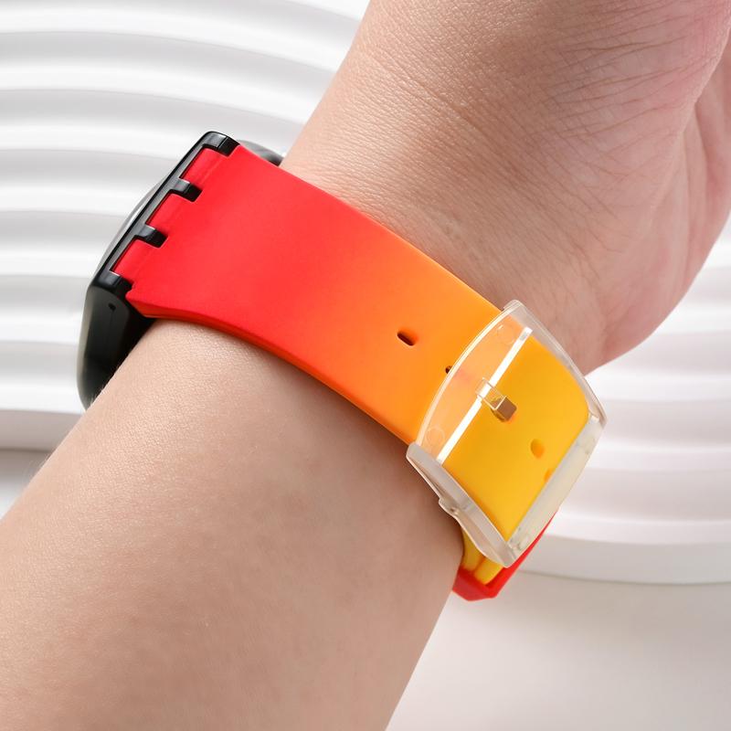 19mm Silicone Soft Bracelet for Swatch Colorful Rubber Watch Band  Sport Replacement Wrist Strap Accessories
