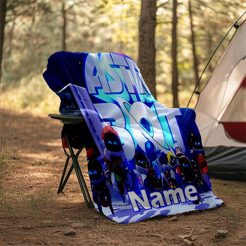 Personalized Custom Name Blanket - Astro Bot Print Design,Blanket for Sofa,Bed,Travel,Camping - Soft and Warm, Great Gift