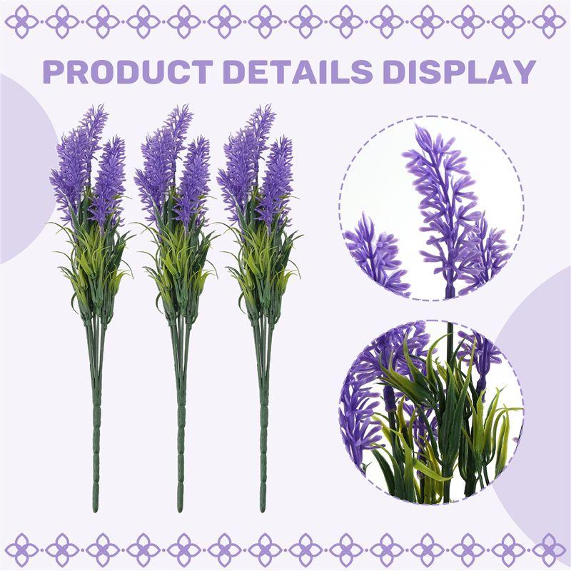 M-Modern-10 Bundles Artificial Flowers-Lavender Flowers, Outdoor UV Resistant Fake Flowers, No Fade Faux Plastic Flowers