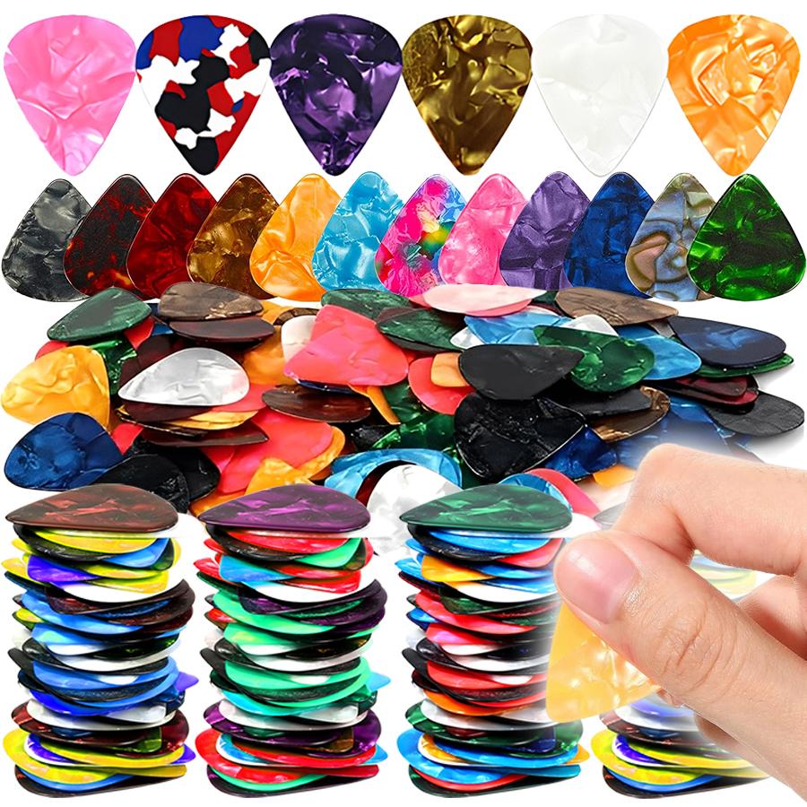 40pcs Colorful Celluloid Guitar with 1pc Storage Box Plectrums for Bass Guitars Variety Thickness Assorted Picks