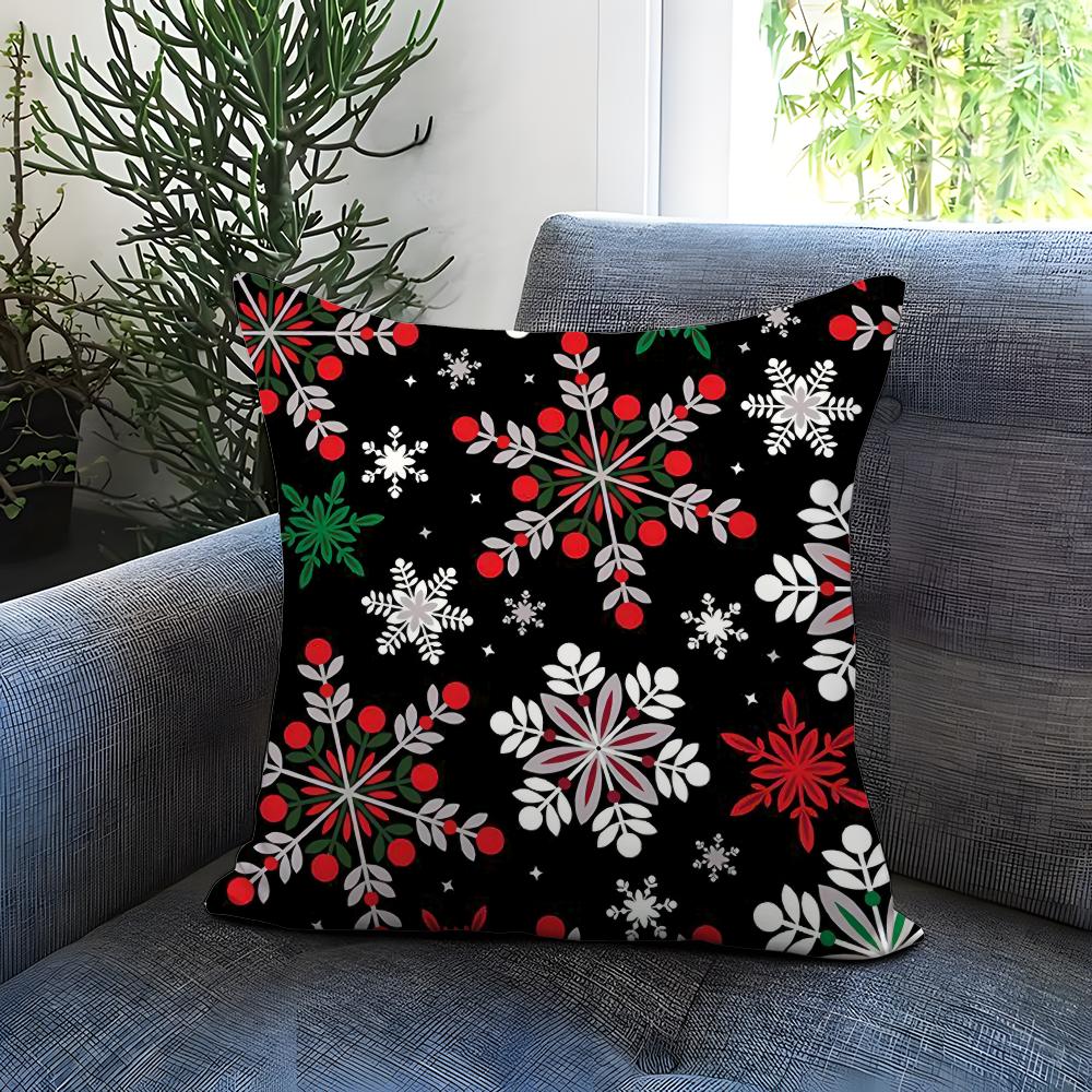 Christmas tree bells snowman Cushion Cover Comfortable Reversible Pillow Cover Ideal for Car Sofa Bedroom & Beyond