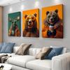 3 PZ, Pittura decorativa creativa in stile nordico con cartone animato di alci, pittura da appendere su tela moderna e semplice per ingresso del soggiorno, un