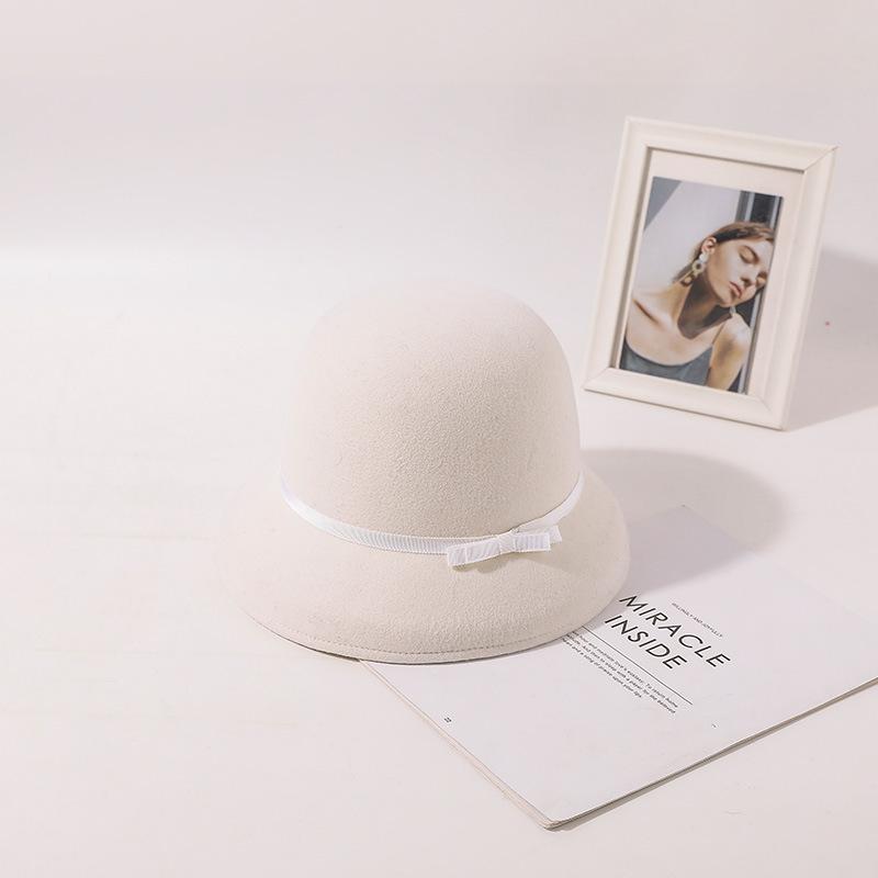 New Woolen Bucket Hat for Women's Autumn and Winter High-end Sense Xiaoxiang Dome Retro Temperament Celebrity Top Hat