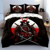 Samurai Art Decor Three-Piece Set Bedding Set with 1 Duvet Cover 2 Pillowcases Single Double King Queen, Gift