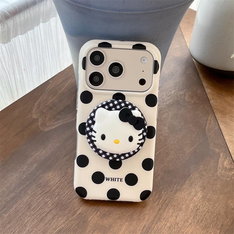 Polka Dot Cartoon Animal Magnetic iPhone Stand Case for Apple 17/16 Pro Max/15/14 - Girly Design