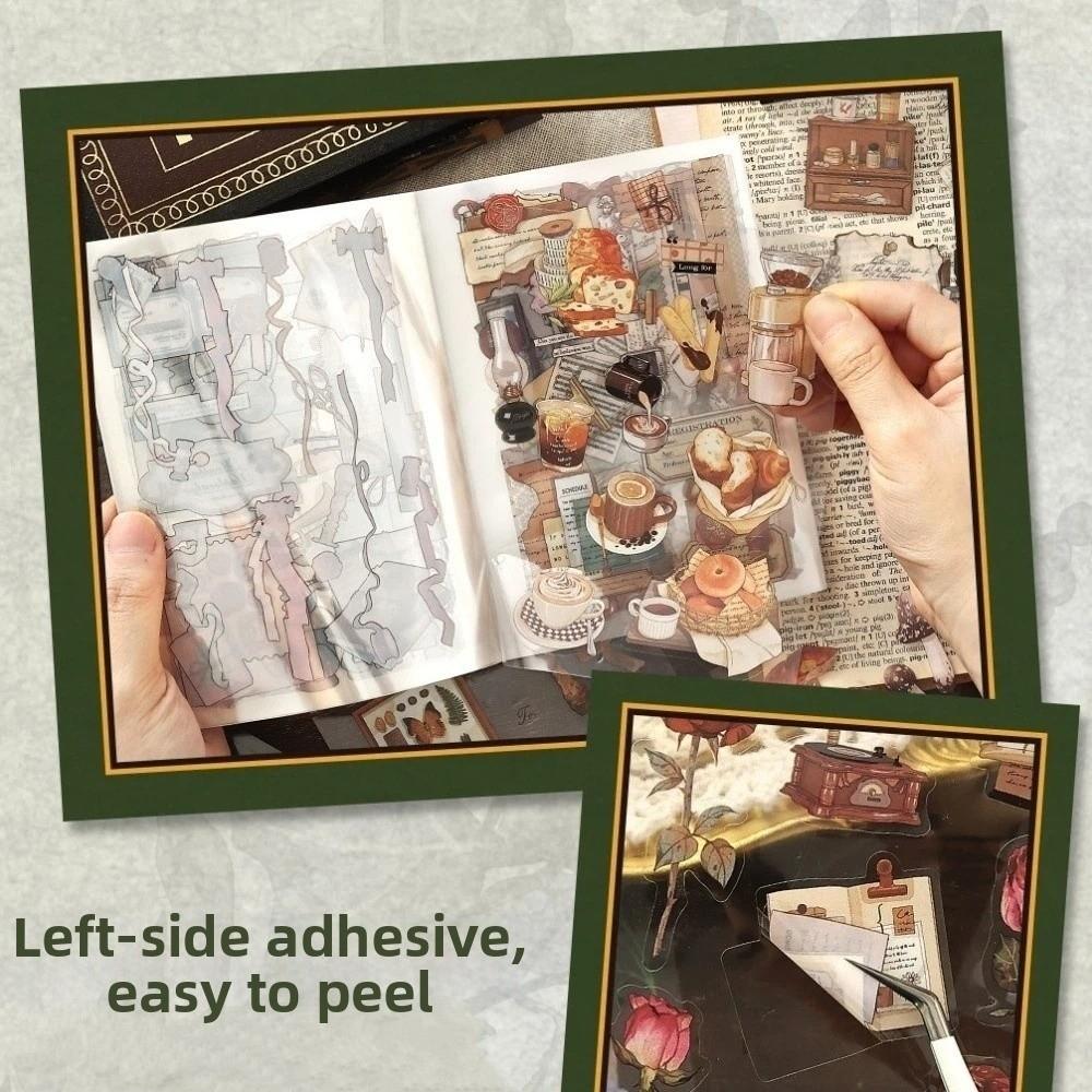 20sheets Vintage Sticker Book Retro Floral Plant Sticker Book Decorative Scrapbook Stickers Journal