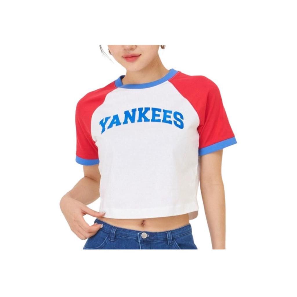 New MLB New York Yankees Varsity Raglan Sleeve T Shirt Women's Red 3FTSV1543-50RDS