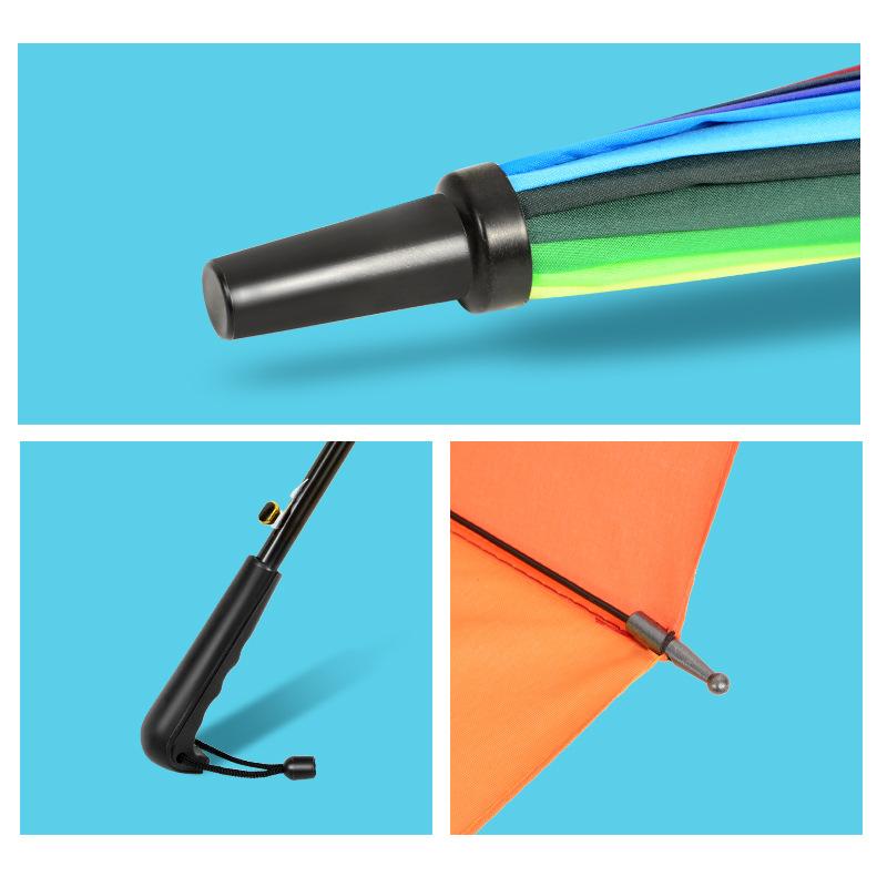 Straight handle children's umbrella windproof enlarged rainbow umbrella brush umbrella 16 bone long handle automatic straight rod umbrella