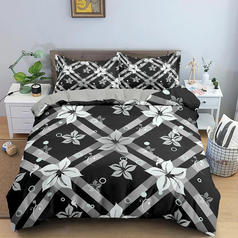 Stripe Geometric Bedding Set Breathable Duvet Cover With Pillowcase Adults Fashion Queen King Size Quilt Cover Home Textiles