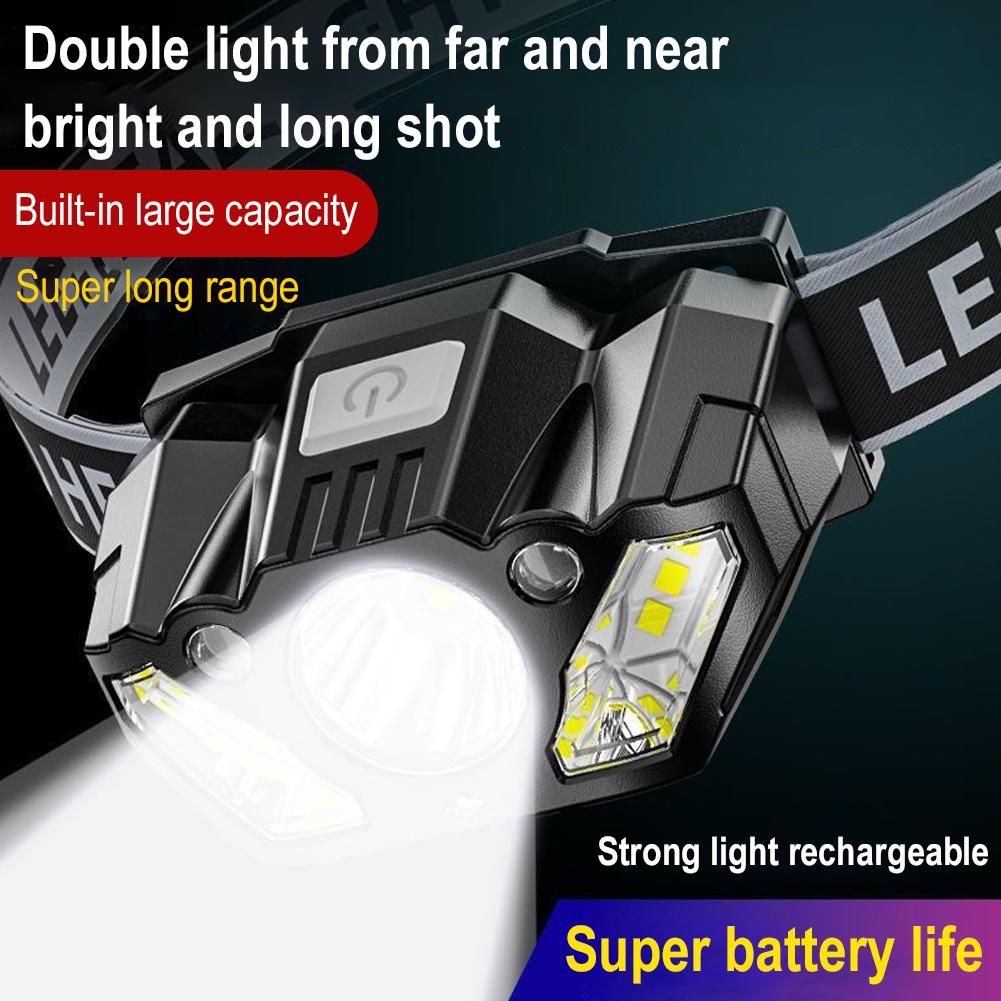 Powerful LED Headlight Sensor Head Light Type C Rechargeable Headlamp Head Torch Head Flashlight Waterproof for Camping Hiking