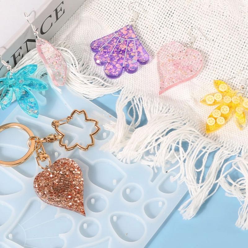 Resin Jewelry Molds,Keychain Resin Molds Heart/Cup Silicone Mold for Resin Pendants Keychain,Earrings,Jewelry Making