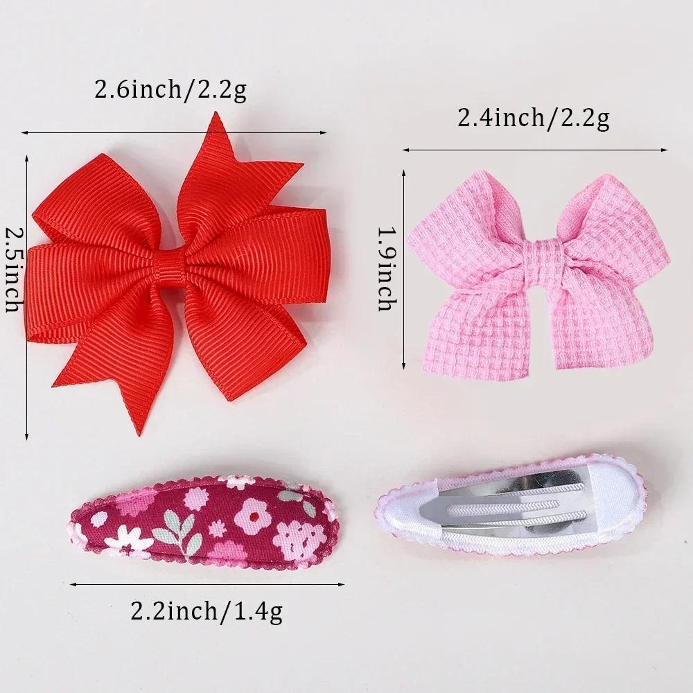 RAINBOW BOWS 4Pcs/Set Solid Bowknot BB Hair Clips Set for Girls New Handmade Hairpin Barrettes Headwear Kids Hair Accessories
