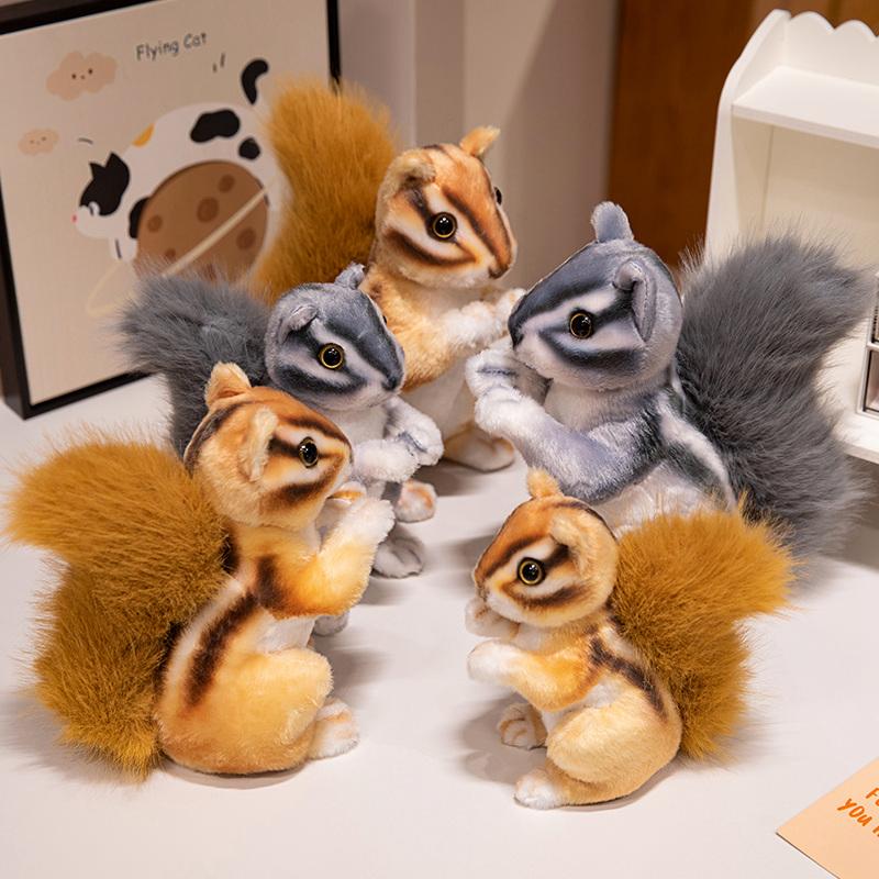 Realistisches Eichhörnchen Plüschtier Niedliches Flauschiges Fell Großer Schwanz Spielzeug Süße Weiche Kuscheltiere Puppe Kissen Mädchen Geschenk