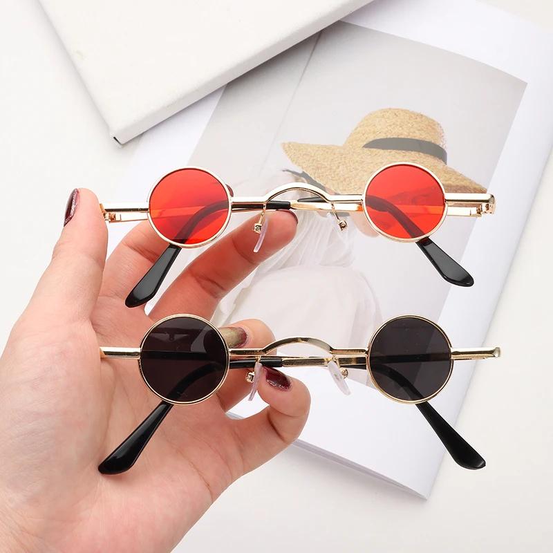 Small Round Glasses For Women Men Ultra Mini Metal Frame Anti-Reflective Hip Hop Punk Sun Glasses Men'S Glasses Fashion Sunglass