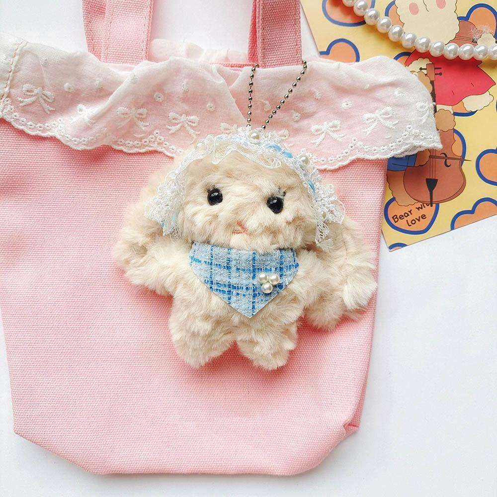 New Cartoon Rabbit Plush Doll Key Chain Bowknot Stuffed Plush Key Ring Lolita Rabbit Bag Pendant