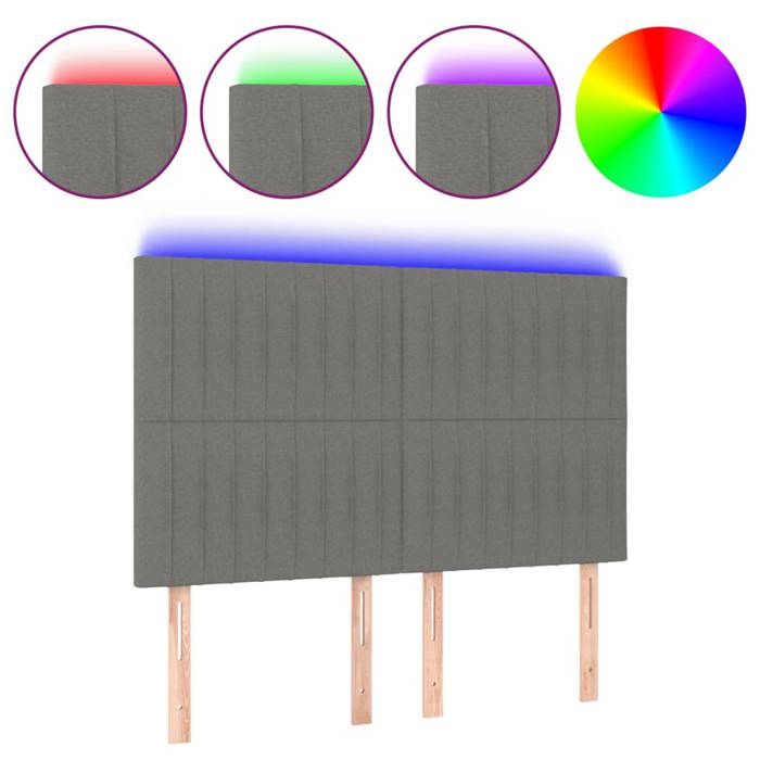 VidaXL LED Headboard Bedroom Furniture Double Bed Accessory Head of Bed Frame Interior Dark Grey 3122661