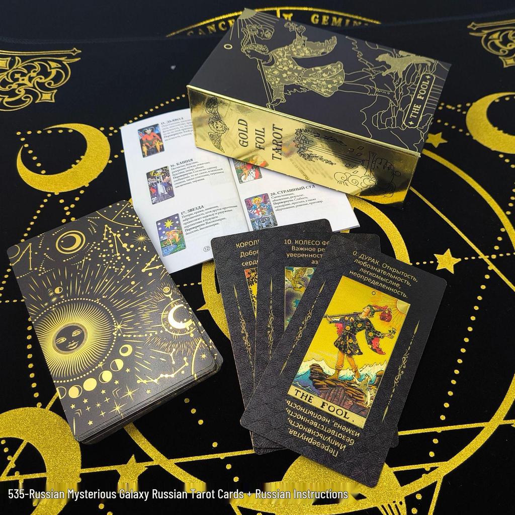 Waterproof Black PVC Tarot Cards - Colorful 78 Card Deck for Board Games