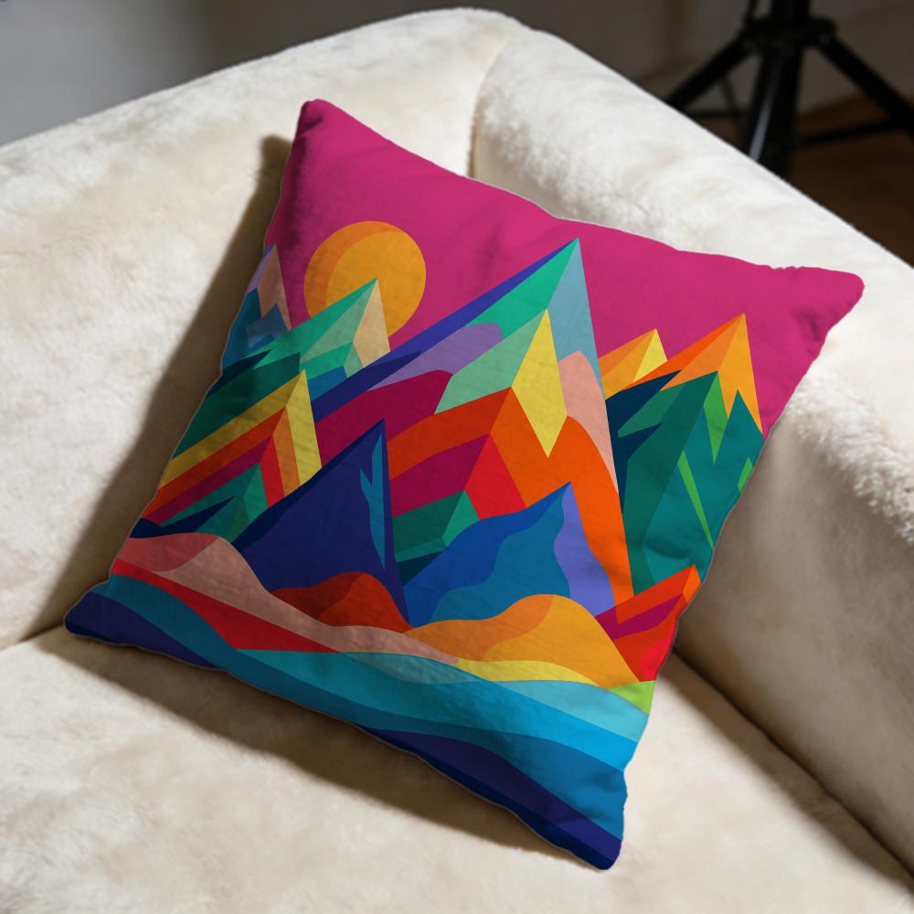 Geometric Landscape Cushion Cover Soft Decorative Pillow Case Suitable for Bedroom Sofa Car Travel Use