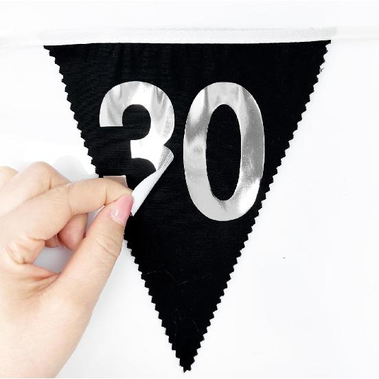 26FT Black Silver 30th Birthday Party Decorations Fabric Pennant Banner Garland Streamers for Women Mens Dirty Thirty 30 and Fabulous Birthday Cheers
