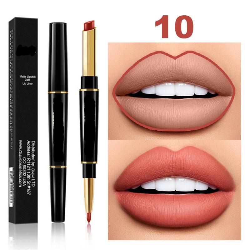 12 Color Sexy Red Matte Lipstick Lip Liner 2 In 1 Makeup Matte Lipstick Durable Waterproof Nude Red Lipstick Lips Cosmetics