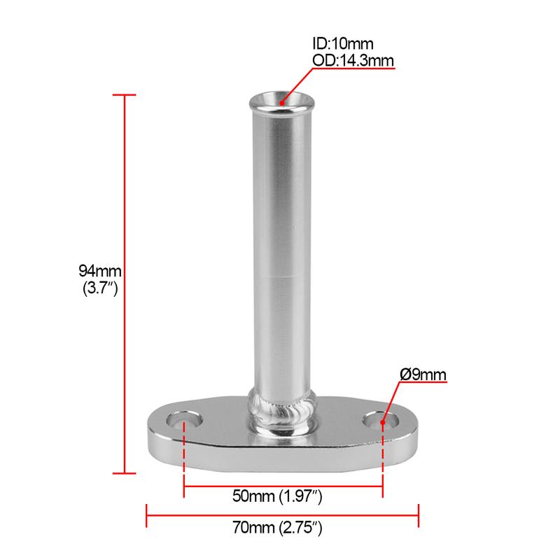 

Extended Aluminum 1.8 Turbo Oil Drain Return Flange Kit With 5/8 Hose Barb m8 Holes Bolt Spacing 51mm oil return degree