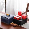 Coarse Pottery Travel Kung Fu Set Ceramic One Pot Four Cups Tray Tea Canister Portable Business Gift