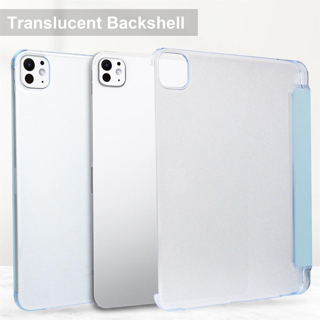 For iPad Pro 13 (2024) Stand Case PU Leather+PC Matte Back Tablet Case with Pen Slot