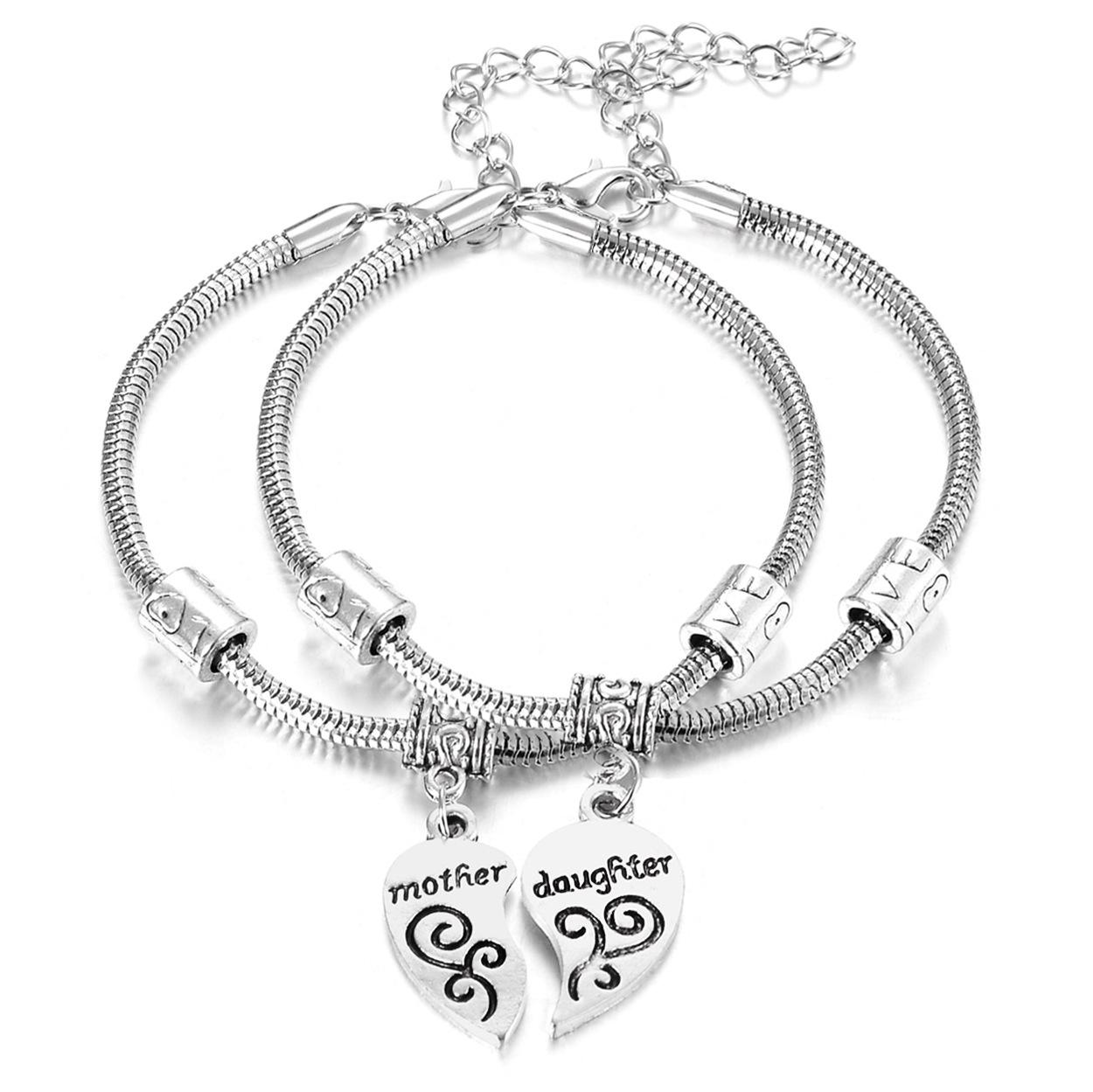 European  American Heart-Shaped Mother-Daughter Bracelet