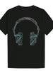 Men's Casual Printed T-shirt Headphones with Electronic Dance Style Patterns, Summer Electronic Music Enthusiast Clothing - M...