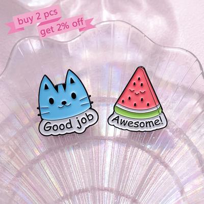 Cute Animals Plants Enamel Pins Custom Well Done Good Job Brooches Lapel Badges Cartoon Cat Bee Jewelry Gift for Kids Friends