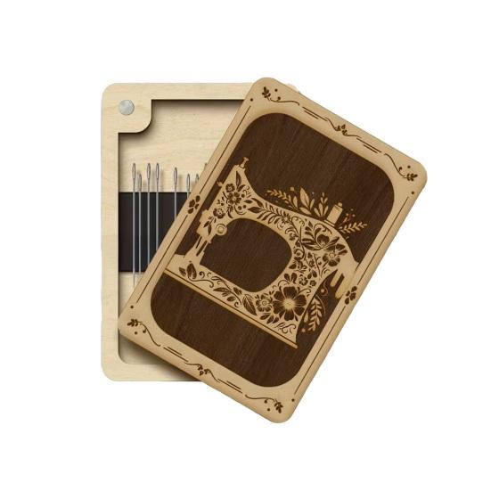Sewing Needle Storage Box Wooden Magnetic Needle Holder Case with Lid Craft Supplies Storage Organizer Gift for Sewers