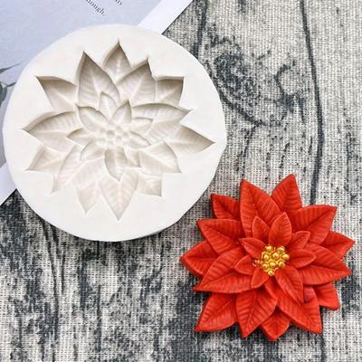 Poinsettia Christmas Flower Silicone Fondant Cake Chocolate Candy  Silicone Decorating Mould Tools