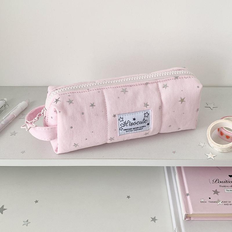 1Pc Fashion Korean Stars Pencil Case Student Stationery Large Capacity Storage Handheld Pen Bag Kids Back To School Supplies