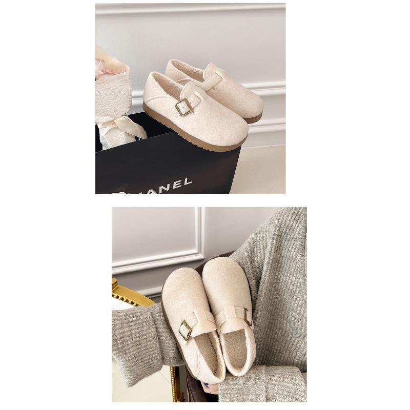 Women S Winter Faux Fur Lined Flat Casual Slip On Shoes
